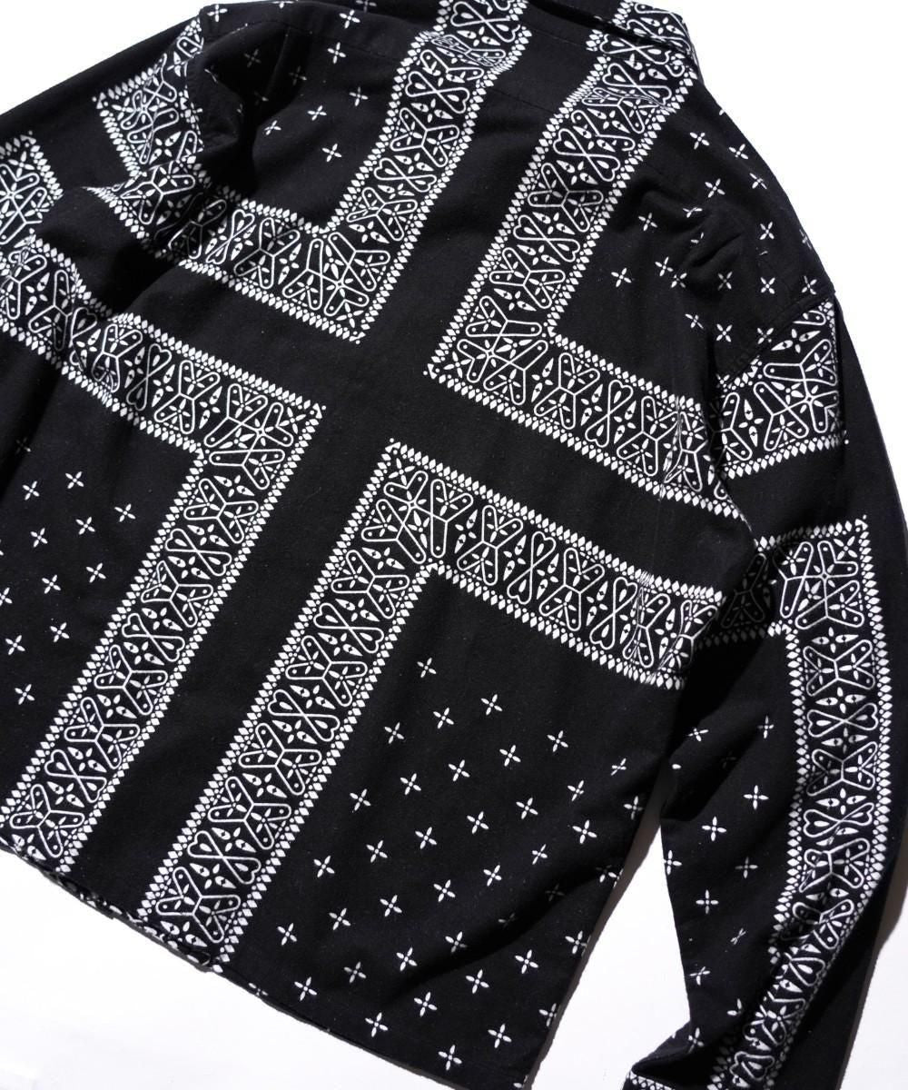 PRINTED NEL LOOP COLLAR SHIRTS -PAISLEY-