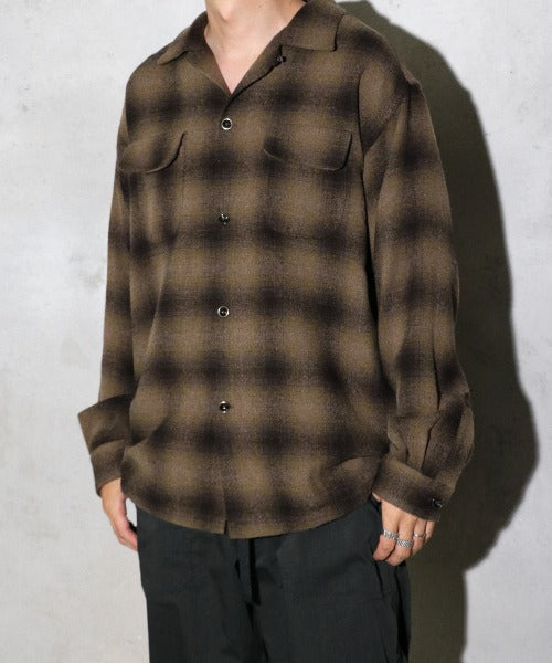 WOOL CHECK LOOP COLLAR SHIRTS