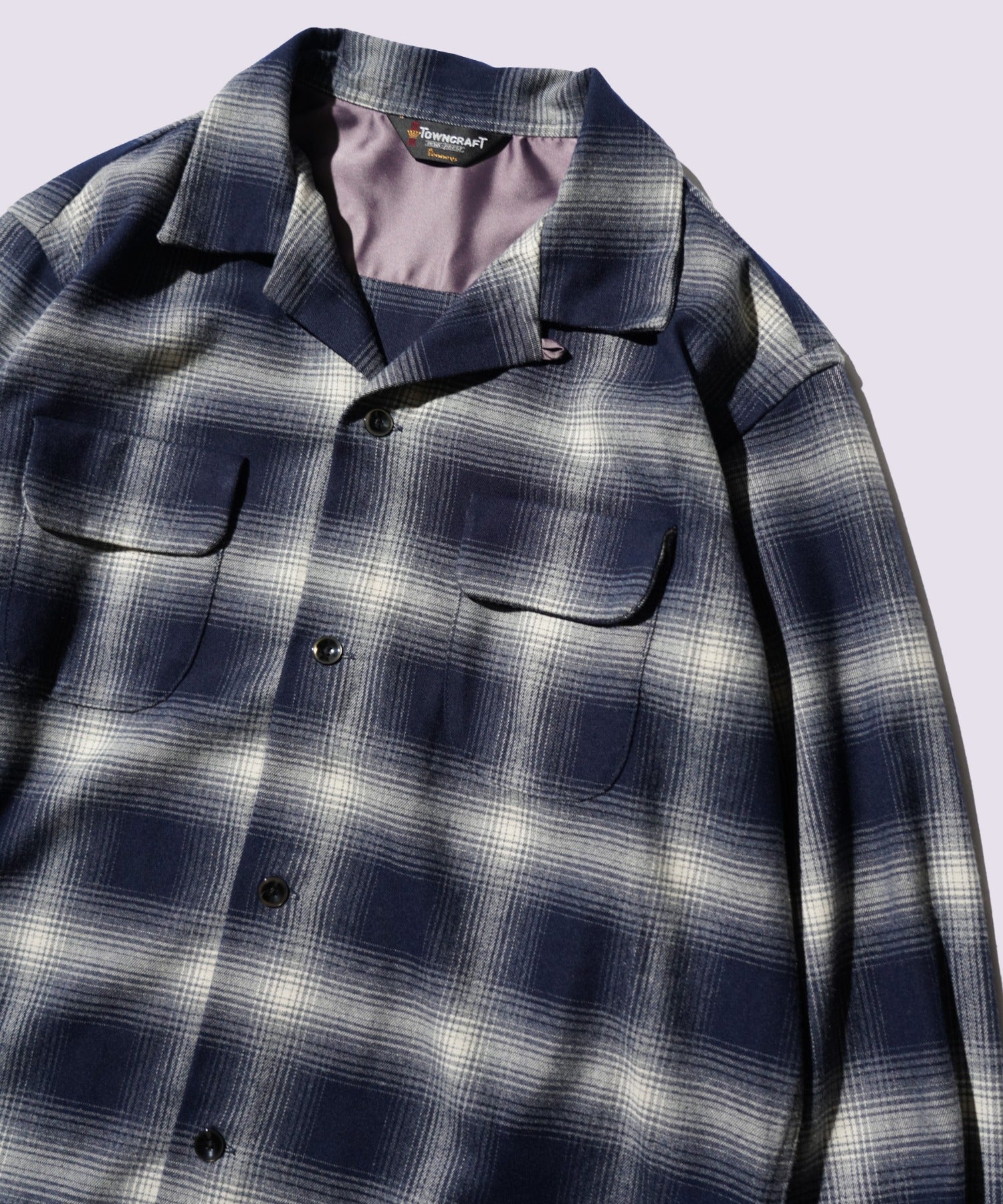 50S W-FLAP OPEN COLLAR SHIRTS NAVY - detail