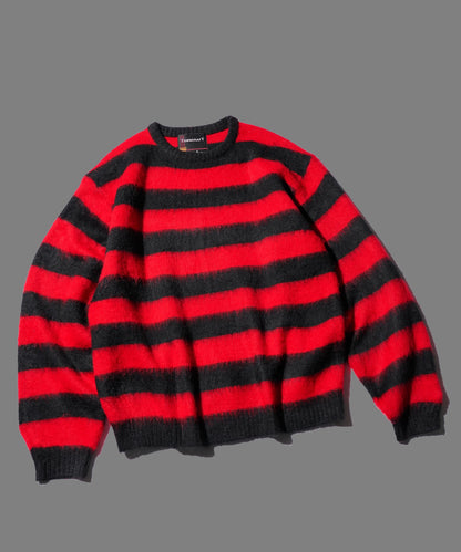 BORDER SHAGGY CREW SWEATER