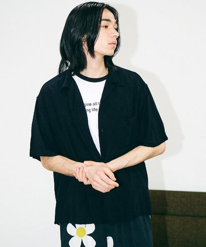 PRINTED LOOP COLLAR SS SHIRT