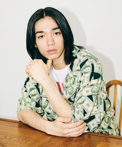 PRINTED LOOP COLLAR SS SHIRT