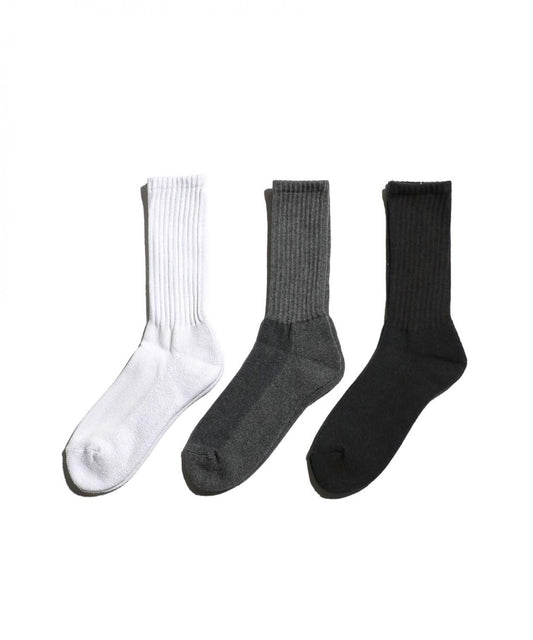 3P PILE CREW SOCKS C/N/PU