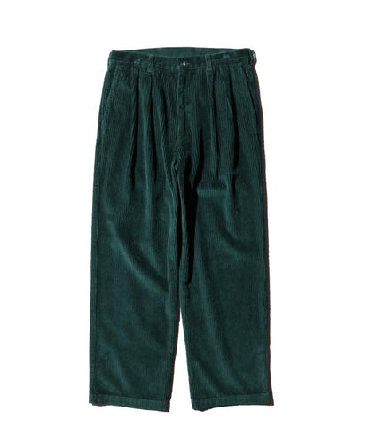 TWO TUCK CORDUROY TROUSER GREEN - flat-lay