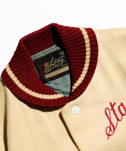 VINTAGE / H.L WHITING 1960'S~ LETAHER SLEEVE VARSITY JACKET