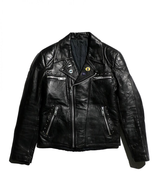 VINTAGE /  1970-1980's STUDDED DOUBLE RAIDERS JACKET WITH EURO MOTORCYCLE BADGES