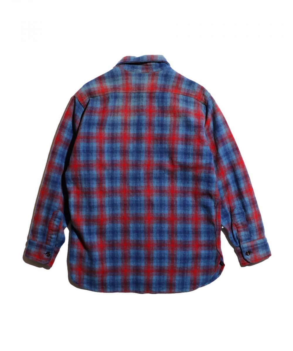 VINTAGE / 1950's- FIVE BROTHERS WOVEN OMBRE CHECK WOOL SHIRTS