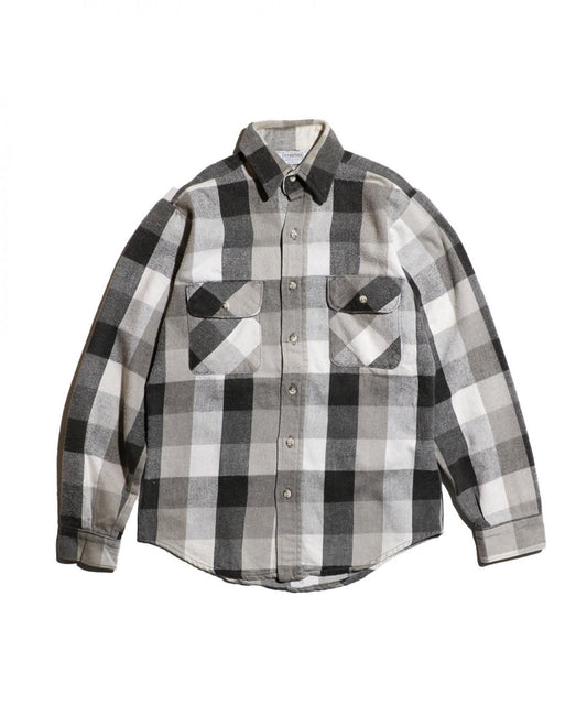 VINTAGE / 1980's- FIVE BROTHERS WOVEN CHECK FLANNEL SHIRTS MADE IN USA