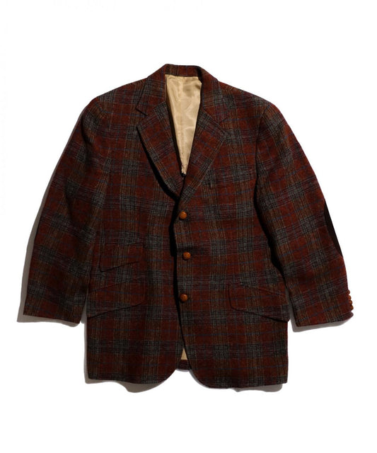 VINTAGE /  LATE 1970's- CHAPS by RALPH LAUREN OMBRE CHECK WOOL 3BUTTONS JACKET