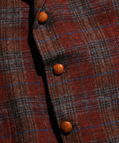 VINTAGE /  LATE 1970's- CHAPS by RALPH LAUREN OMBRE CHECK WOOL 3BUTTONS JACKET