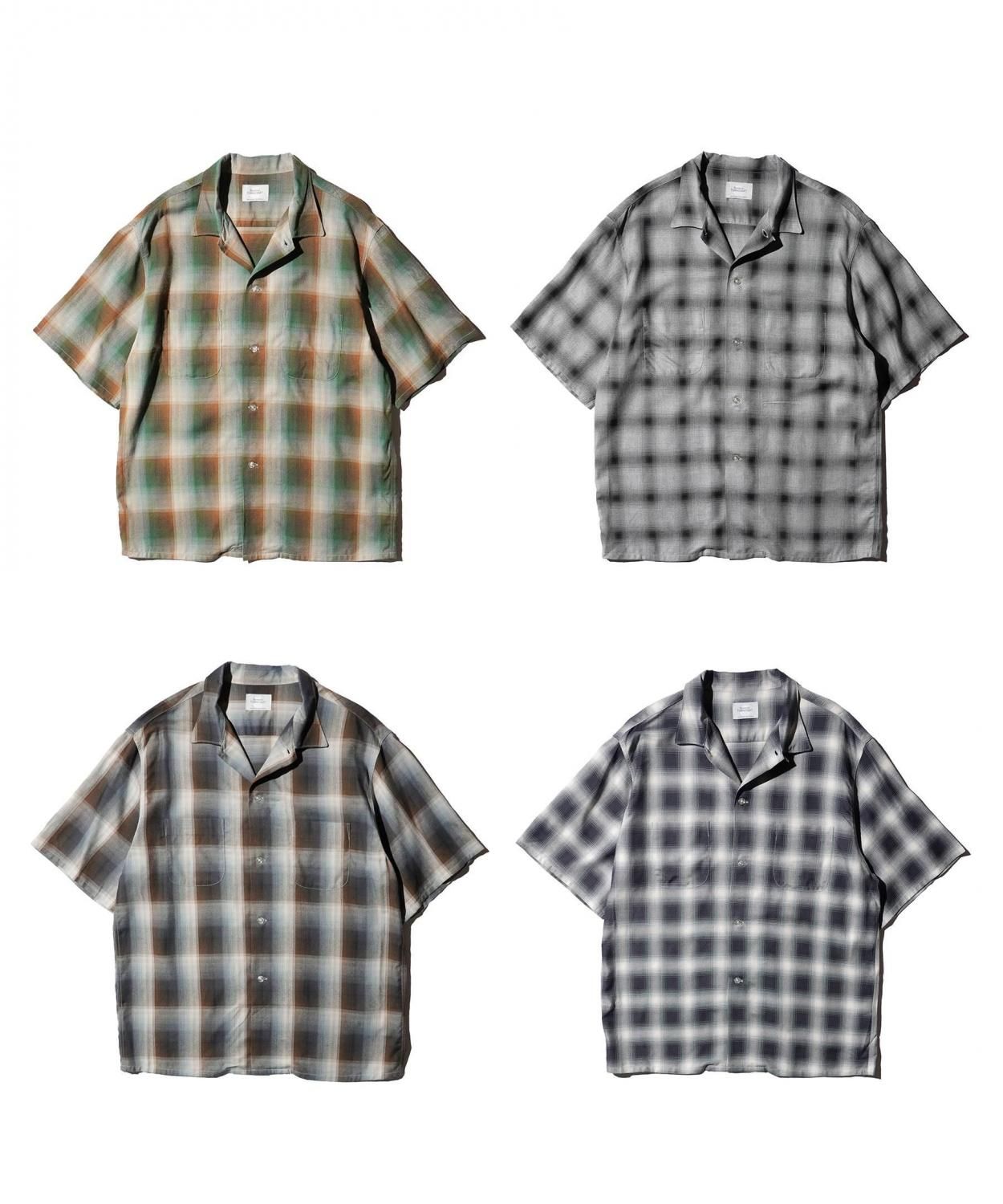 60S OMBRE PLAID RAYON SS SHIRTS MADE IN JAPAN