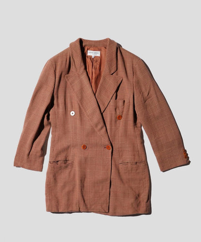 OLD / GIORGIO ARMANI GLEN CHECK JACQUARD DOUBLE-BREASTED JACKET