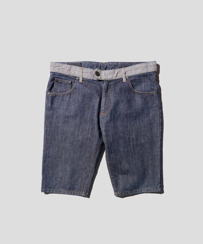OLD / ALEXANDER McQUEEN CHECK PANEL DENIM SHORTS