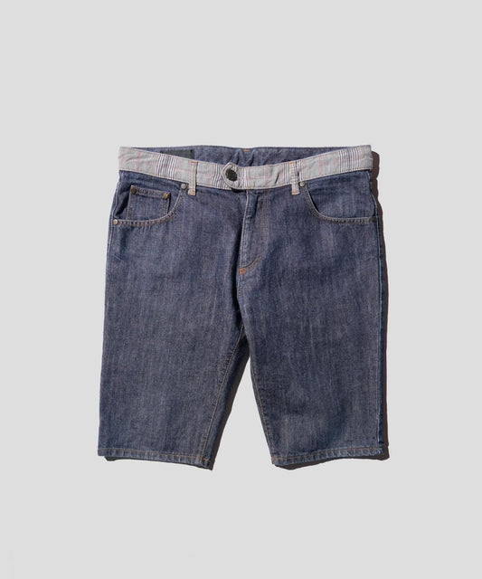 OLD / ALEXANDER McQUEEN CHECK PANEL DENIM SHORTS
