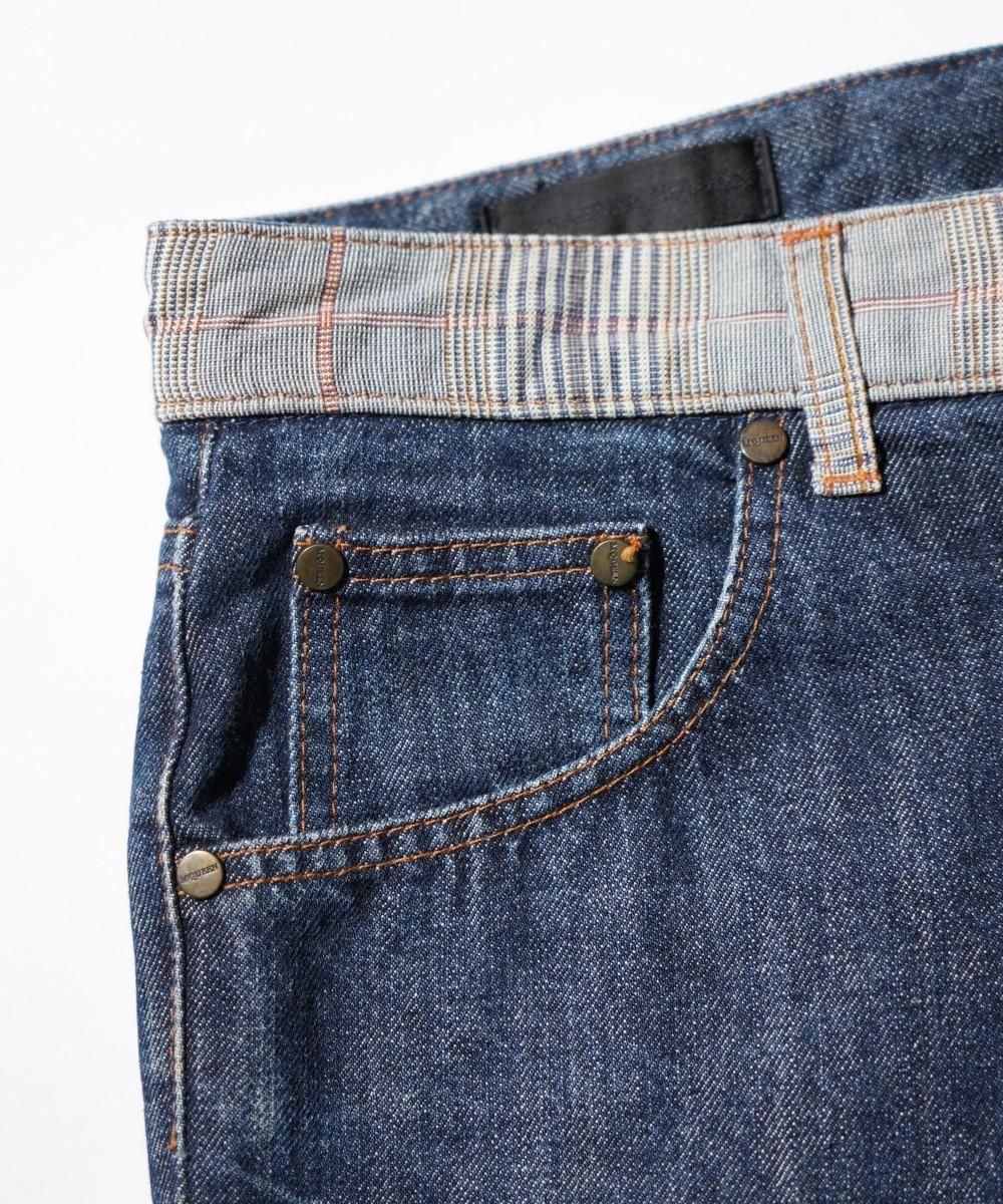 OLD / ALEXANDER McQUEEN CHECK PANEL DENIM SHORTS