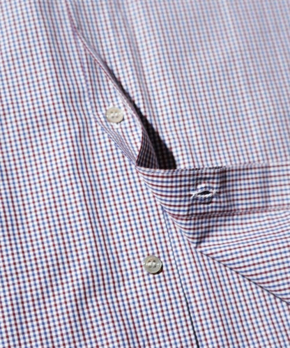 OLD / DIOR HOMME BAND COLLAR TRICOLOR MICRO-CHECK CONCEALED PLACKET LONG SLEEVE SHIRT
