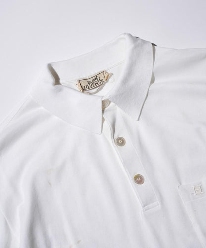 OLD / HERMES COTTON LONG SLEEVE POLO COLLAR SHIRT