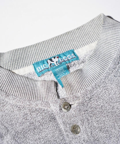OLD / BIG DOG HEATHERED PILE KNIT HENLEY SWEATSHIRT