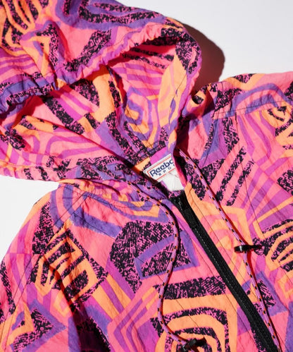 OLD / REEBOK STEP GEOMETRIC PRINT PULLOVER NYLON ANORAK