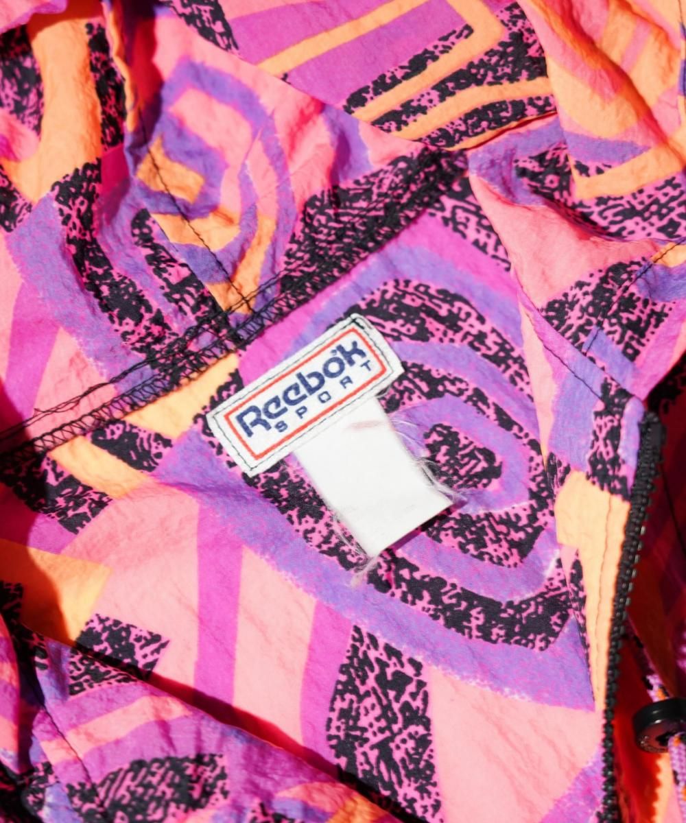 OLD / REEBOK STEP GEOMETRIC PRINT PULLOVER NYLON ANORAK