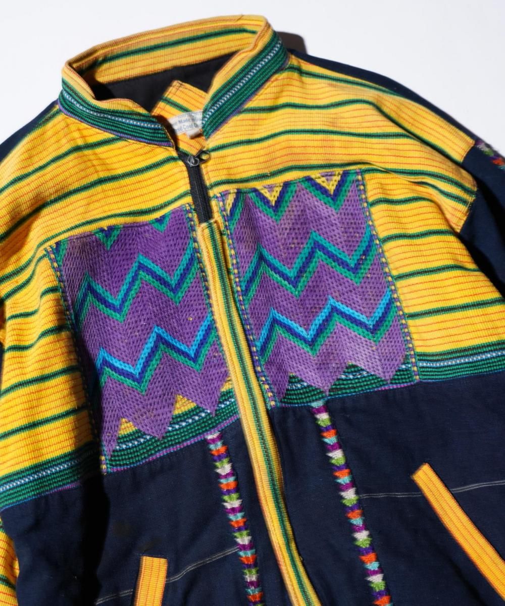 OLD / GUATEMALAN HANDMADE WOVEN PATTERN ZIP JACKET