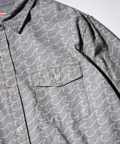 OLD / MODERN AMUSEMENT WAVE PATTERN LONG SLEEVE SHIRT