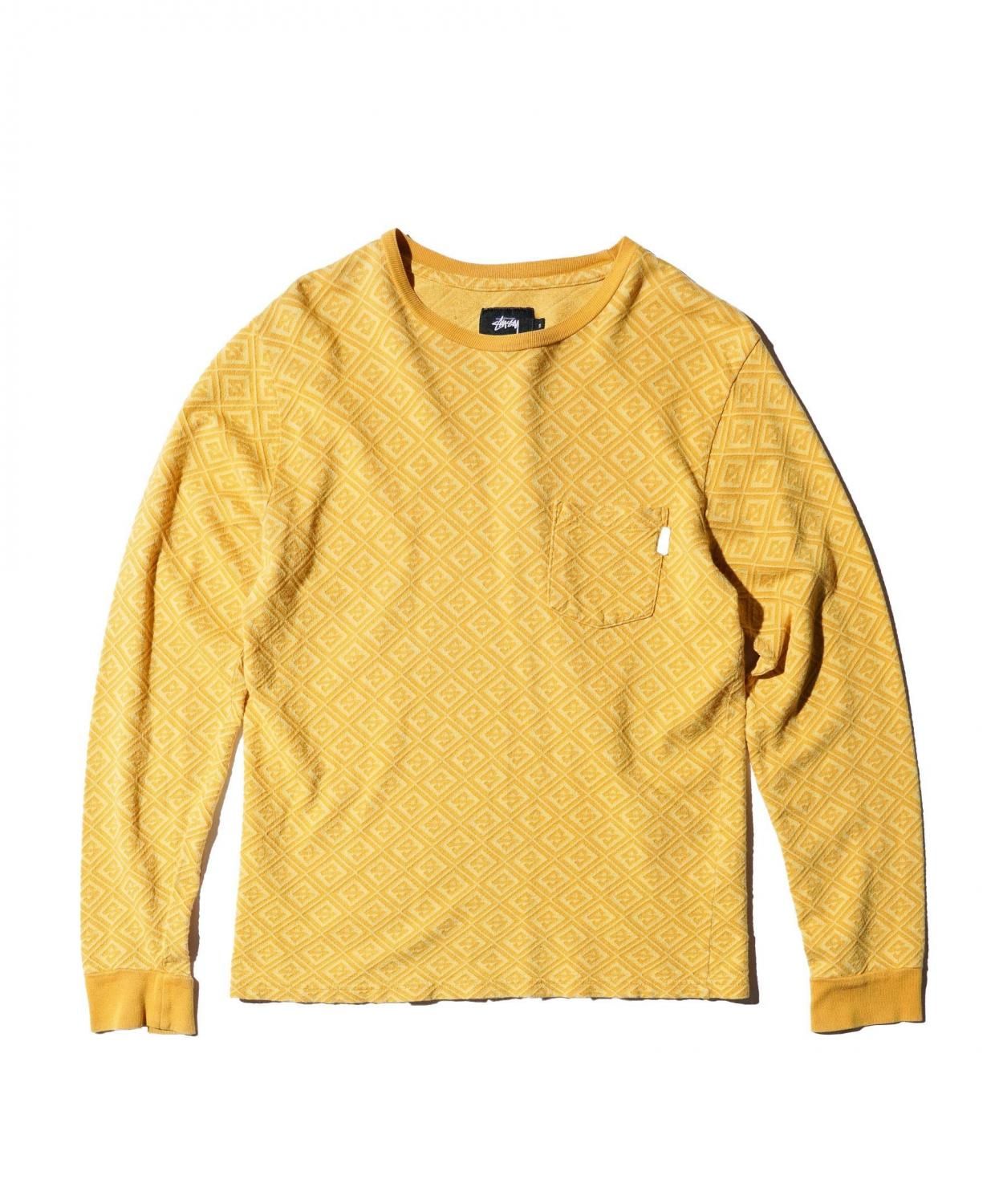 OLD / STUSSY COTTON ALLOVER WOVEN PATTERN LONG SLEEVE T-SHIRT