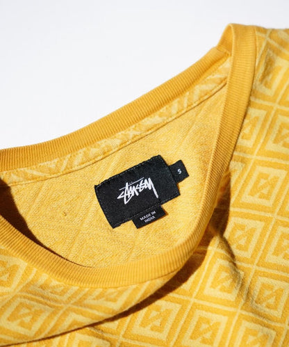 OLD / STUSSY COTTON ALLOVER WOVEN PATTERN LONG SLEEVE T-SHIRT