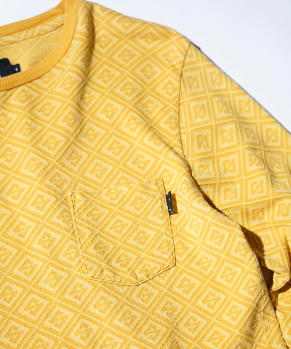 OLD / STUSSY COTTON ALLOVER WOVEN PATTERN LONG SLEEVE T-SHIRT