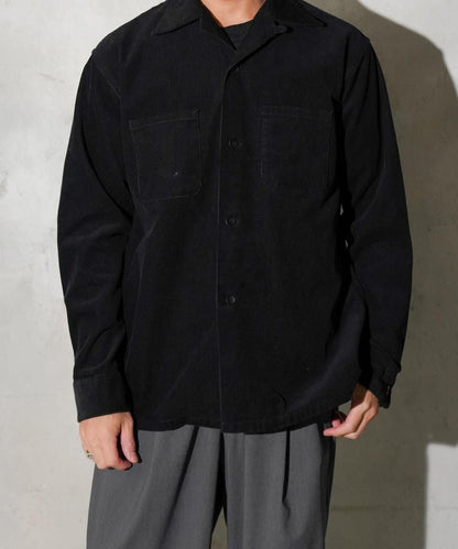 50S BLACK LOOP COLLAR SHIRT -CORDUROY-