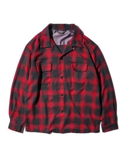 50S W-FLAP OPEN COLLAR SHIRTS RED - flat-lay