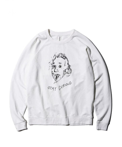 "STAY CURIOUS" RAGLAN CREW SWEAT