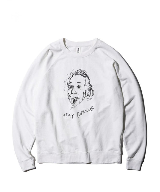 "STAY CURIOUS" RAGLAN CREW SWEAT