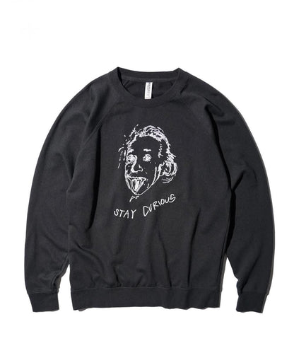 "STAY CURIOUS" RAGLAN CREW SWEAT