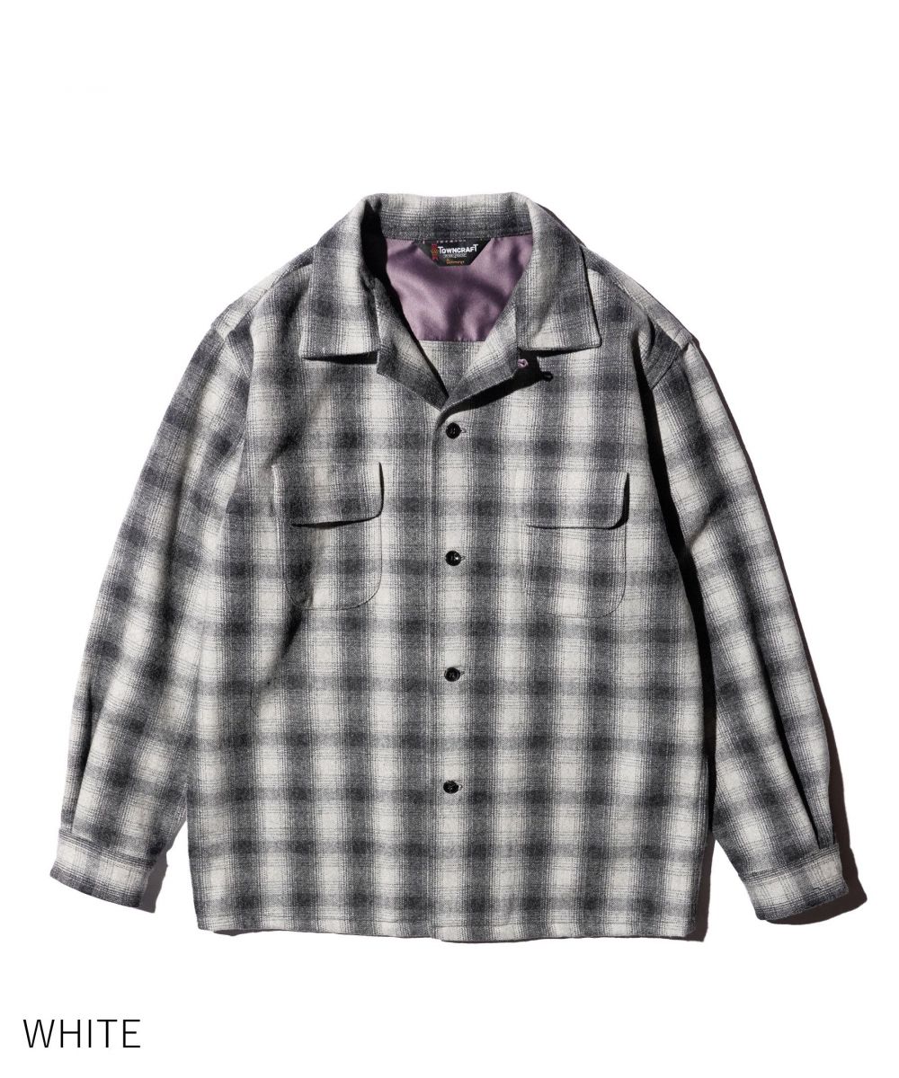 50S WOOL OMBRE W-FLAP LOOP COLLAR SHIRT