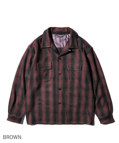 50S WOOL OMBRE W-FLAP LOOP COLLAR SHIRT