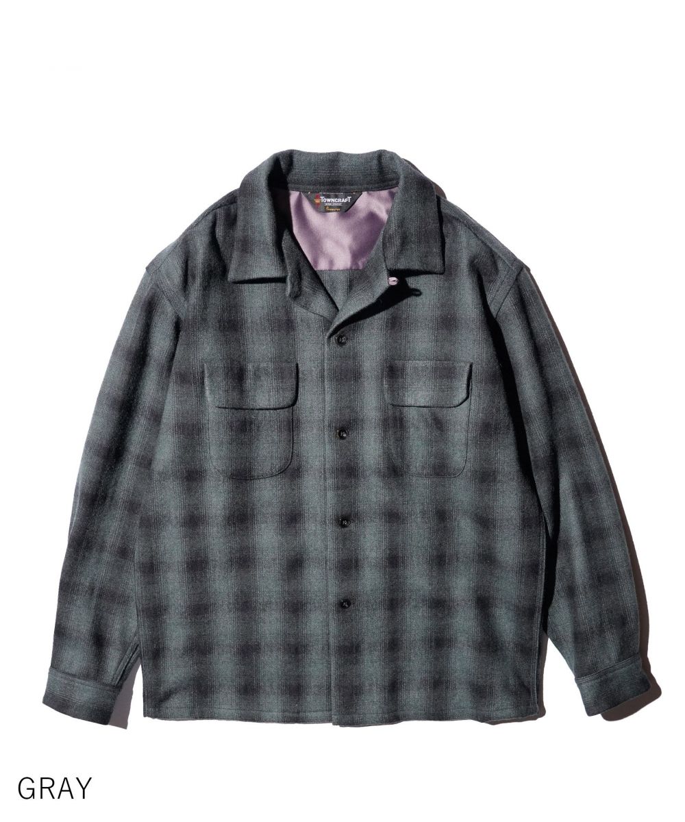 50S WOOL OMBRE W-FLAP LOOP COLLAR SHIRT