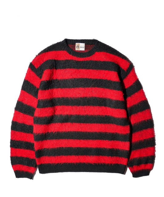 MOHAIR SHAGGY BORDER CREW SWEATER