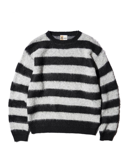 MOHAIR SHAGGY BORDER CREW SWEATER
