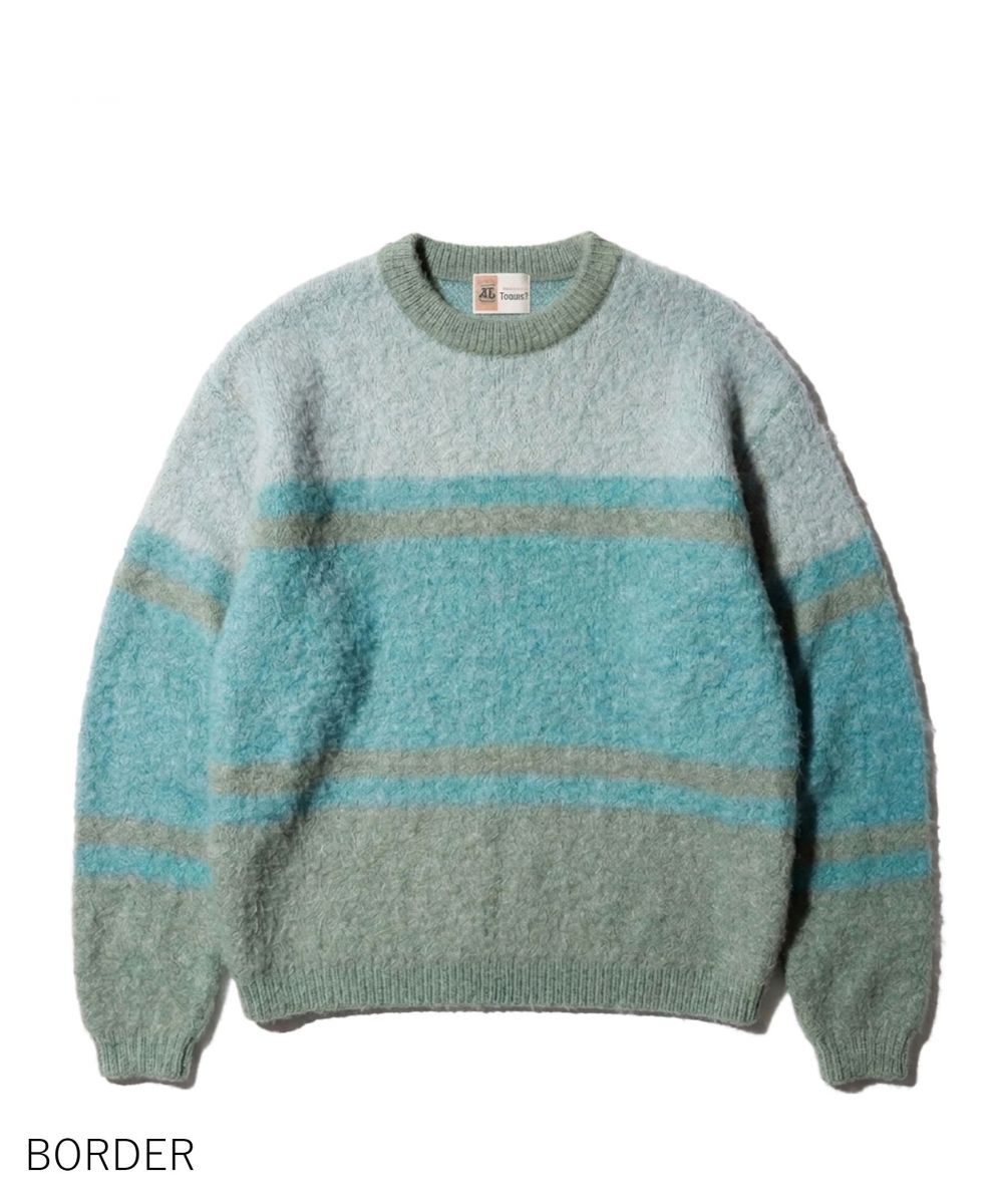 MOHAIR SHAGGY JACQUARD CREW SWEATER