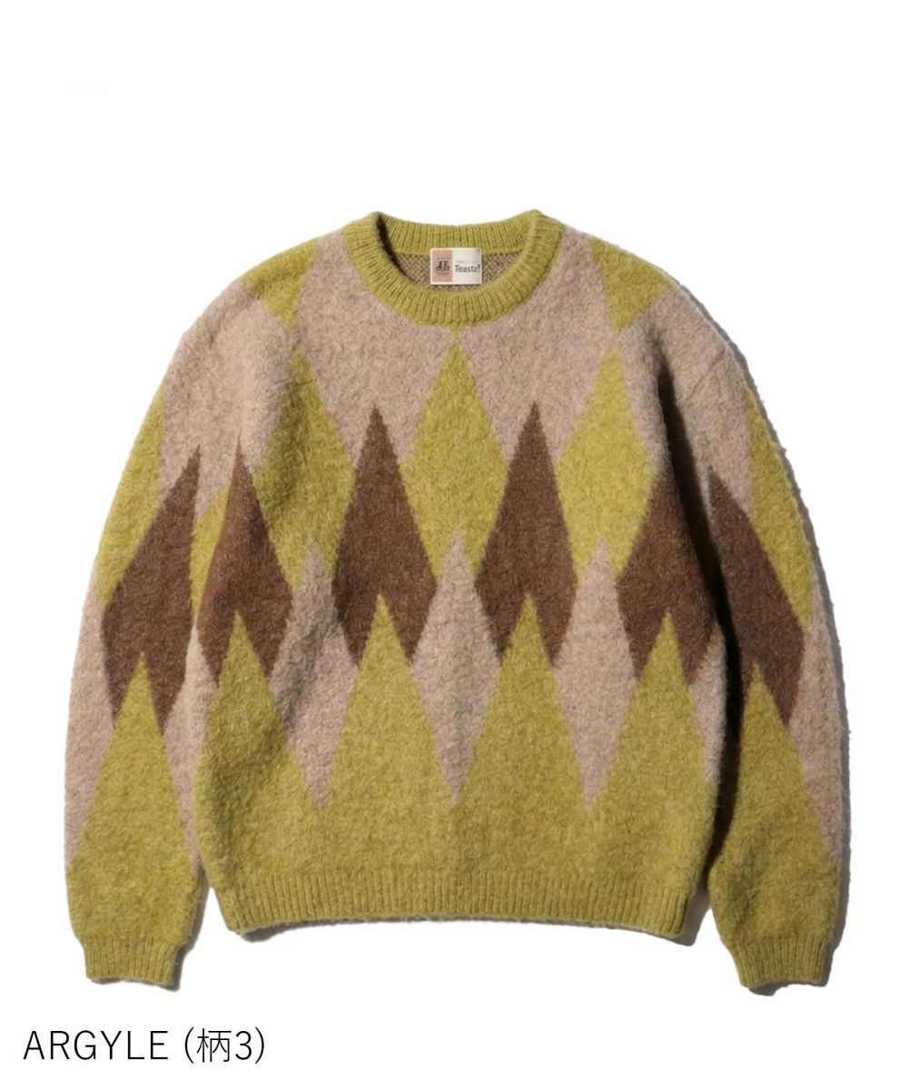 MOHAIR SHAGGY JACQUARD CREW SWEATER