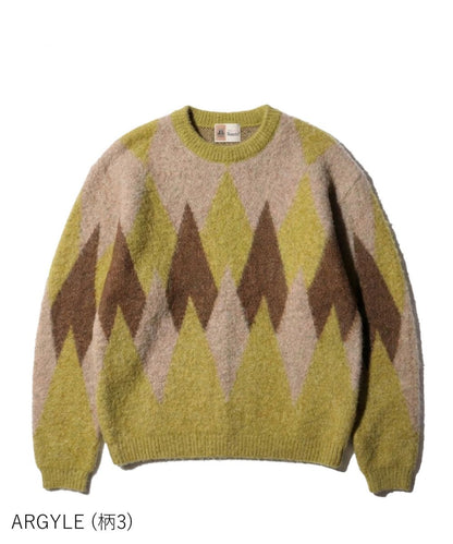 MOHAIR SHAGGY JACQUARD CREW SWEATER