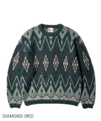 MOHAIR SHAGGY JACQUARD CREW SWEATER