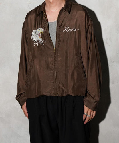 SILK ROCKABILLY BLOUSON - BROWN