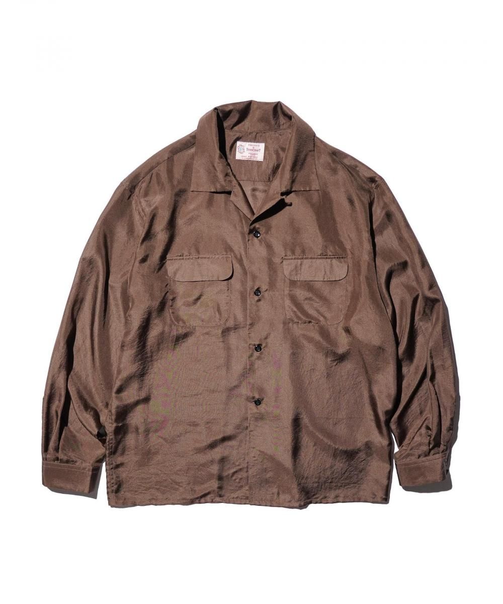 40S SILK W-FLAP LOOP COLLAR SHIRT - BROWN