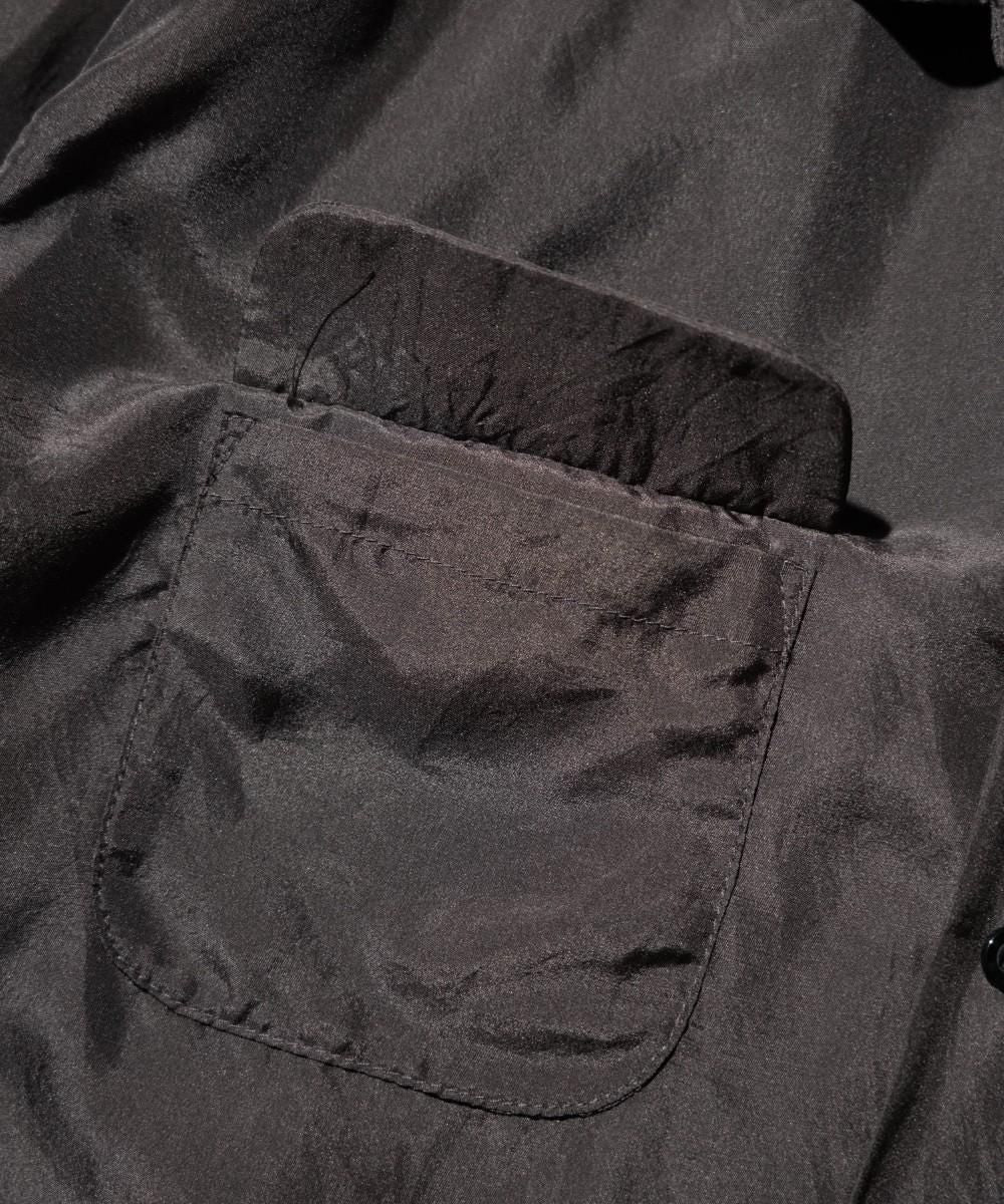 40S SILK W-FLAP LOOP COLLAR SHIRT - CHARCOAL