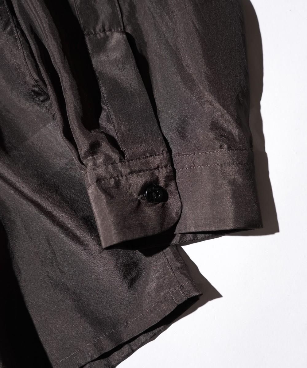 40S SILK W-FLAP LOOP COLLAR SHIRT - CHARCOAL