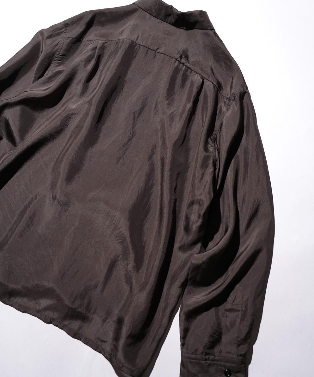 40S SILK W-FLAP LOOP COLLAR SHIRT - CHARCOAL