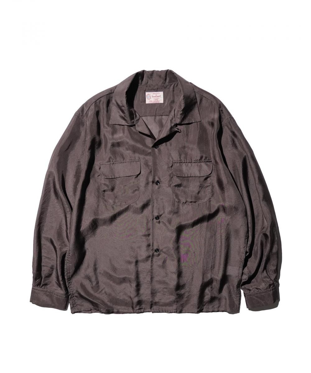 40S SILK W-FLAP LOOP COLLAR SHIRT - CHARCOAL
