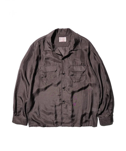 40S SILK W-FLAP LOOP COLLAR SHIRT - CHARCOAL